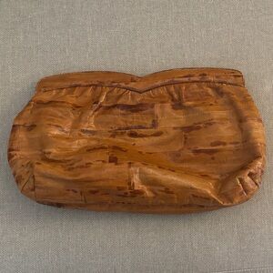 Vintage Venetto Eel Skin Clutch Purse Brown Made in USA